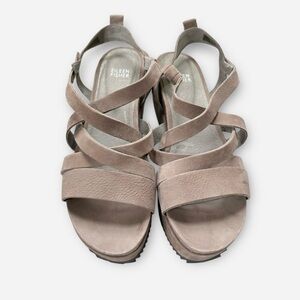 Eileen Fisher Extra Wedge Nubuck Strappy Sandals Sz 9.5